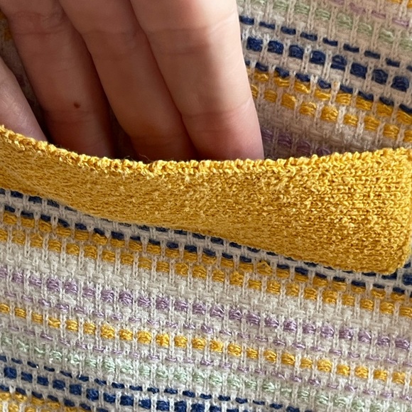 Milly Yellow and Blue Striped Tweed Skirt with Gold Buttons - Picture 7 of 12